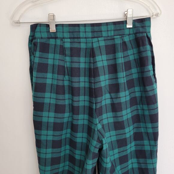 Vintage Tartan Plaid Pants Pleated Preppy Hunt Club Green Holiday Women 9 - Picture 5 of 10